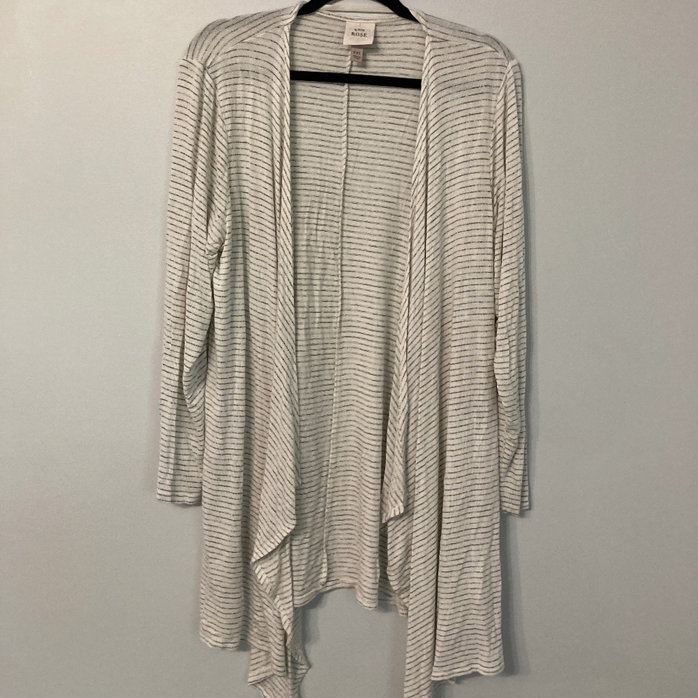 Knox Rose Waterfall Cardigan XXL Open Front Stripe Modest Flowy Breezy Stretch